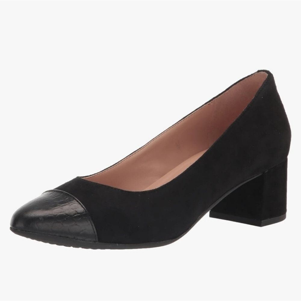 NEW 8 COLE HAAN WATERPROOF BLACK LEATHER & SUEDE BLOCK HEEL PUMPS NWT